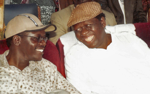MUKHISA KITUYI WITH KIJANA WAMALWA IN A POLITICAL RALLY DEC 2001
